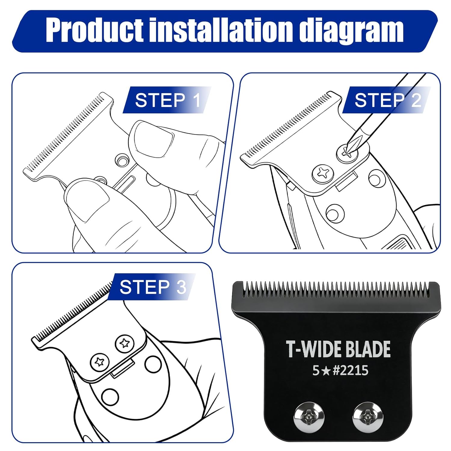 Wahl 5 Star Detailer Li Trimmer Replacement Blades - Adjustable Zero-Gap Stainless Steel, Black | 2 Pack