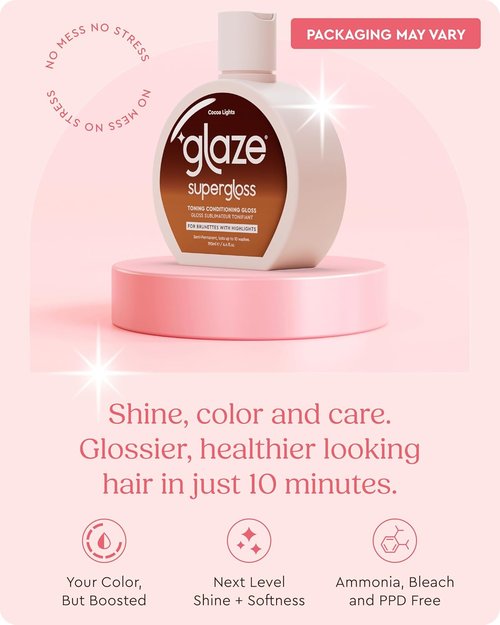 Glaze Super Gloss | Cocoa Lights Conditioning Gloss for Medium to Dark Brown Hair - Enhances Color & Boosts Shine