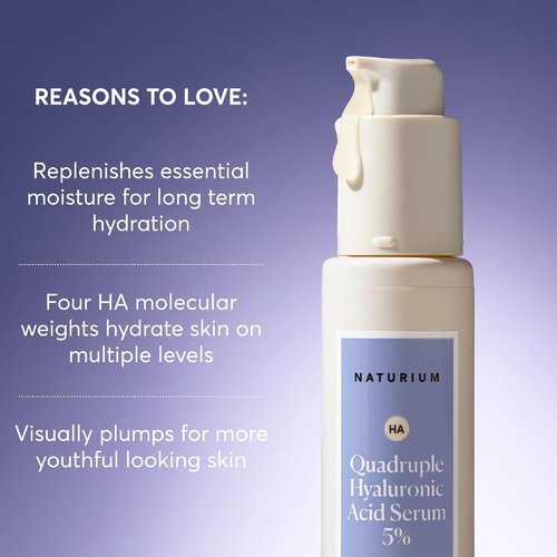 Naturium Quadruple Hyaluronic Acid Serum - Hydrating & Plumping Anti-Aging Face Serum | Fragrance-Free, 1 oz