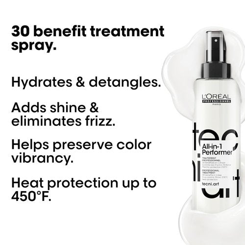 L'Oréal Professionnel Tecni.art All-in-1 Performer Styling Treatment Spray - 30 Benefits, Heat Protection & Anti-Frizz, 8.5 oz