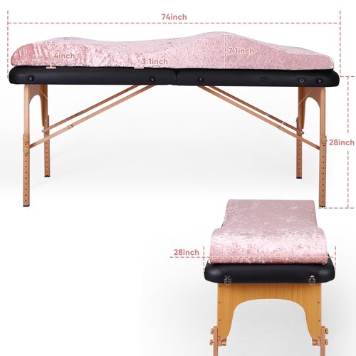 Crushed Velvet Curved Lash Bed Topper Cover – Shiny Massage Topper Cover Ultra-Soft for Lash Extensions & Spa Treatment Comfort
