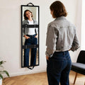 Fabuday Foldable Full Body Length Mirror with Light for Travel - Lighted Rechargeable Trifold Hanging Long Mirror, Folding Portable Tall Mirrors for Camping, RV, Dance, Dressing, Over The Door
