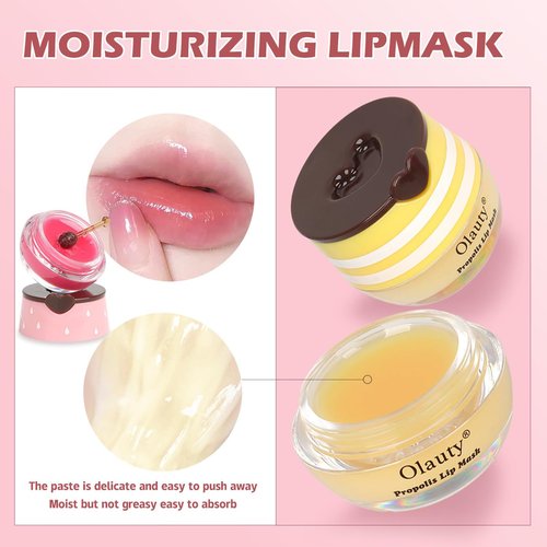 6 PCS Bee Lip Balm Honey Pot,Valentines Day Gifts,Birthday Gifts for Women Girls,Honey Lip Balm Lip Mask,Propolis Moisturizing Lip Sleeping Mask,Hydrating Prevention Dry and Cracked Lip