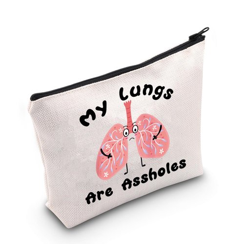 JNIAP Lung Cancer Gift My Lungs Are Assholes Cosmetic Bag - Cancer Warrior Gift for Her or Him
