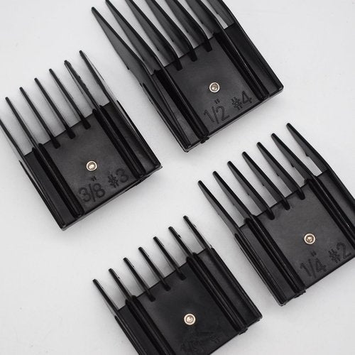 4 Pieces Professional A5-Style Animal Clipper Attachment Guard Guide Cutting Combs Set 76926-900, 1/8", 1/4", 3/8", 1/2", Compatible with Oster Classic 76 A5 Andis AG BG Wahl KM Pet Groomers (Black)