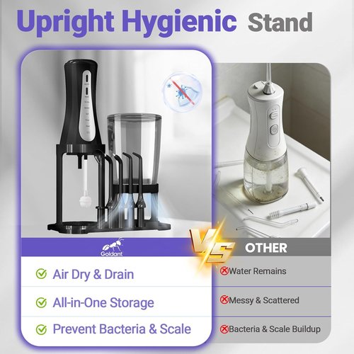 Skiennix 350ML Water Flosser - Cordless & Rechargeable, 5 Modes, 360° Nozzle, IPX7 Waterproof | Portable for Home & Travel (Black)