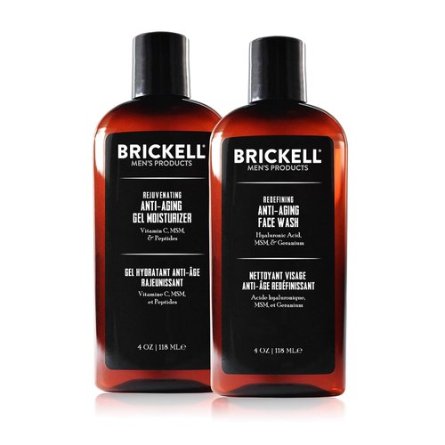 Brickell Men's Products Anti-Aging Gel Facial Cleanser & Moisturizer | Men's Skincare Gift Set
