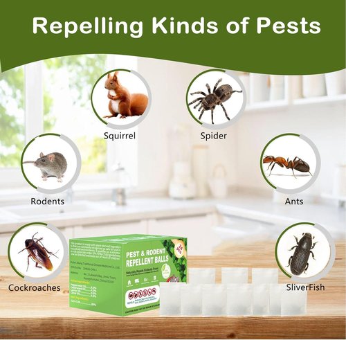 Mouse Rodent Repellent - Peppermint Oil Balls | Plant-Based Deterrent for Mice, Rats & Bugs, 24 Pack