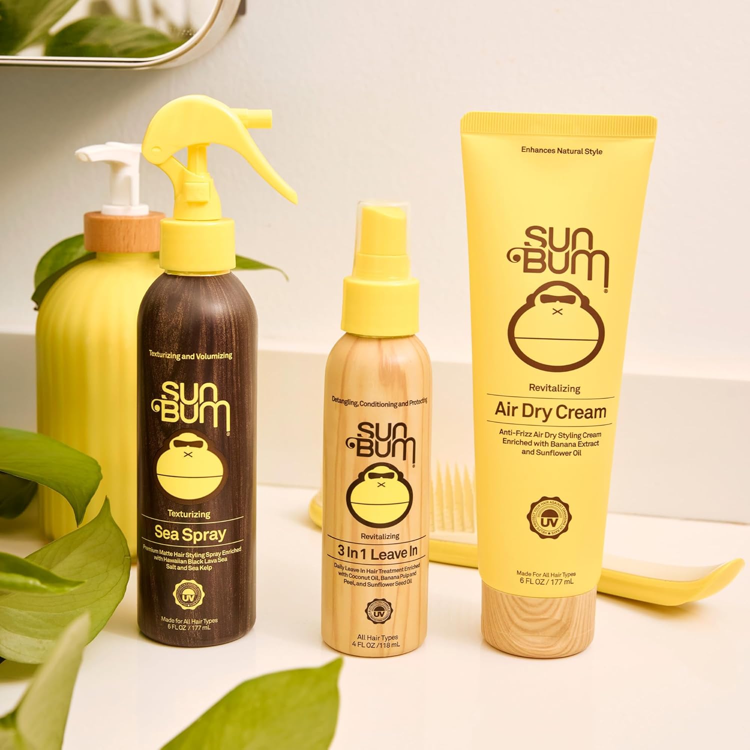 Sun Bum Revitalizing Air Dry Cream - Anti-Frizz Styling Cream with Banana Extract - Vegan & UV Protection - 6 fl oz