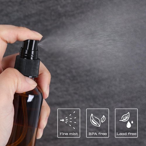EkkoVla 24 Pack 1 oz Amber Spray Bottles with Fine Mist Sprayer, 30 ml Glass Travel Bottles for Cosmetic Essential Oils Cleaning Solutions Perfumes and Liquids
