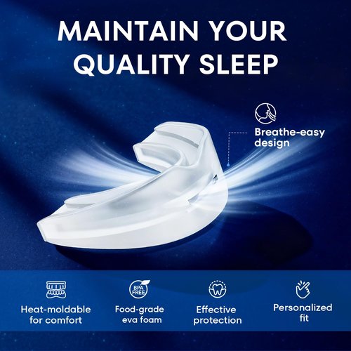 Mouth Guard for Grinding Teeth at Night: Anti-Grinding Guard for Sleeping -Personalized Fit Night Guards - Food-Grade Eva Foam (Transparent White)