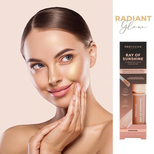 Profusion Cosmetics Liquid Highlighter - Blendable & Buildable Formula with Vitamin A & E | Sunkissed Shade