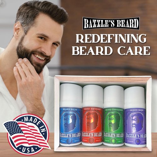 Bazzle's Beard Balm – Gentle Hold & Soft Texture Beard Growth Kit for Men Infused with Shea, Jojoba & Biotin for Healthy Hair Growth & Hydration, Ideal Mustache Care Product for Nourishing Facial Hair