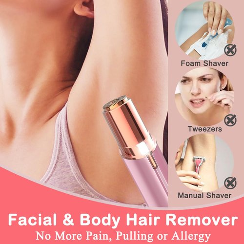 LAIKME Facial Hair Remover for Women - Lady Removal Shaver - USB Rechargeable Lady Face Epilators Trimmer for Face Lips Chin Peach Fuzz Arms Legs