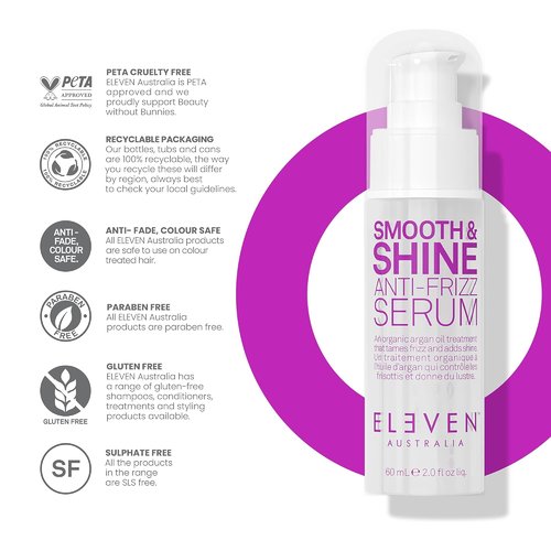 ELEVEN AUSTRALIA Smooth & Shine Anti-Frizz Serum - Tame Frizzy Hair, Add Shine | Lightweight Formula - 2 fl oz
