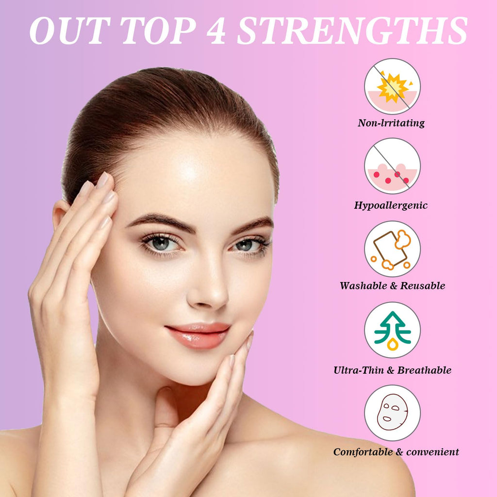 WENLIHAOBO Facial Wrinkle Patches 208 Pcs,Anti Wrinkle Smoothing Strips,Set of Reusable Face Tape for Reducing Forehead Eye and Upper Lip Patches,Complete Treatment Set