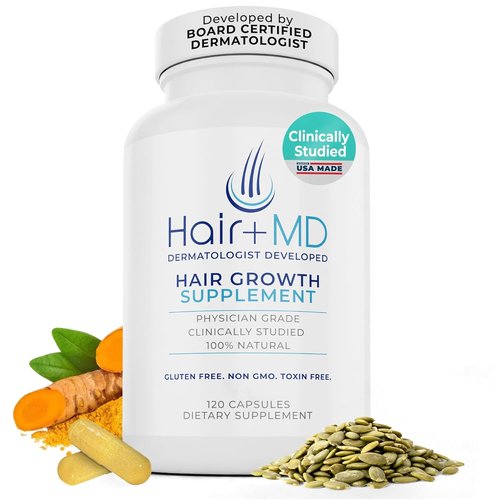 Hair Plus MD Hair Growth Supplement - Boost Hair Growth & Density | 120 Capsules, Gluten-Free & Non-GMO
