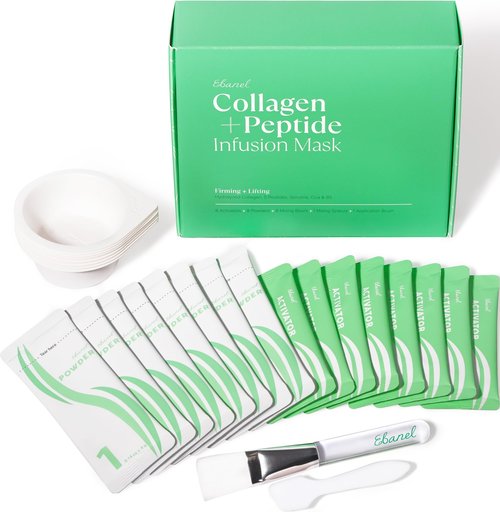 Ebanel Collagen Peptides Wash-Off Face Mask Set, 8 Pack Instant Skin Tightening and Lifting Masks, Brightening Face Mask with Niacinamide, Glutathione, Hyaluronic Acid, Vitamin C, Cica, B5, Albumen