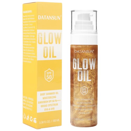 Sunscreen Body Glow Oil【SPF 50】【Lightweight】【Natural Ingredient】Shimmer Broad Spectrum Shimmer Sunscreen For Face and Body, AMBER