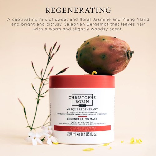 Christophe Robin Regenerating Hair Mask - Prickly Pear Seed Oil for Dry & Damaged Hair | 8.4 fl. oz
