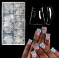 ASONRL 500Pcs Clear Duck Nail Tips Short - 10 Sizes Pre-Shaped Professional Press Ons for Nail Extension, Half Cover Acrylic Soft Gel Tips for Home DIY Nail Salon With Box