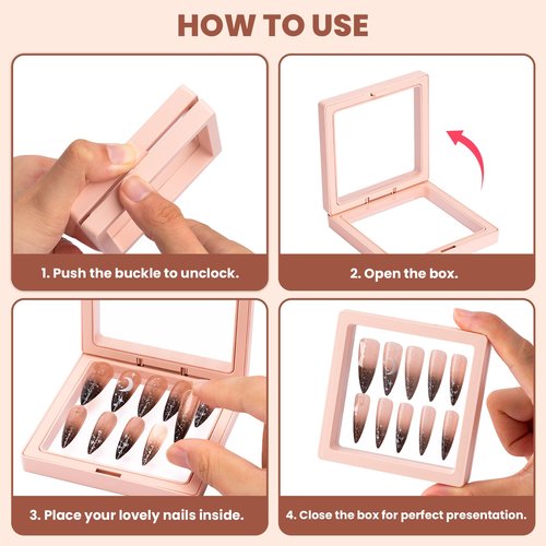 Noverlife 10PCS Press On Nail Packaging Boxes, Premium Clear Floating Display Nail Storage Box, PE Film Nail Packaging Cases for Press on Nail Display False Nails Tips Nail Salon Jewelry Earrings