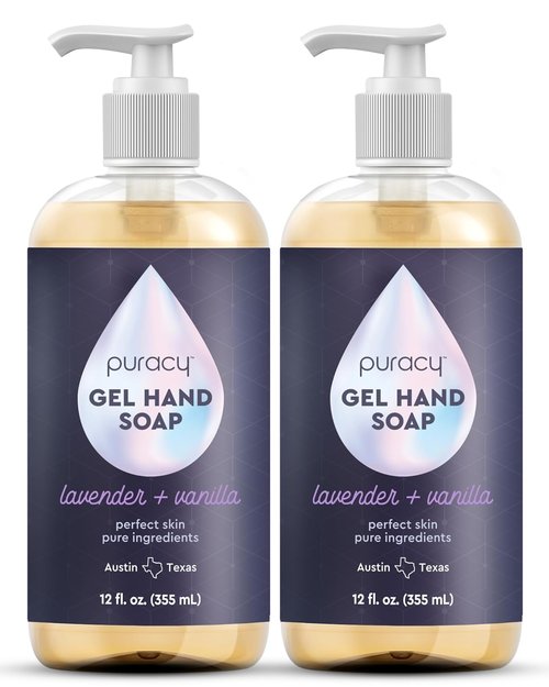 Puracy Organic Hand Soap - Moisturizing Natural Gel for Soft Skin | Lavender & Vanilla 2-Pack (12 fl. oz.)