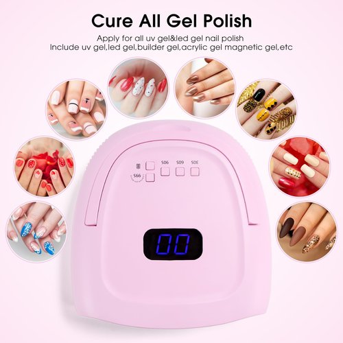 Rechargeable LED Nail Lamp 60W Portable Wireless Nail Dryer UV Gel Polish Light with LCD Display, Auto Sensor and 4 Timer Settings, Professional Curing Lamp with 42 LED Beads for Salon