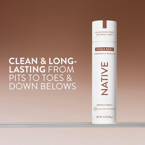 Native Whole Body Deodorant Spray - Coconut & Vanilla Scent | 72-Hour Odor Control, Aluminum-Free, 3.5 oz