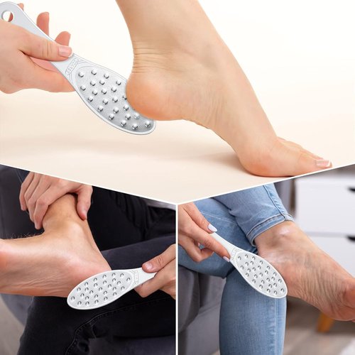 Skiennix Stainless Steel Foot Scraper - Double-Sided Callus Remover for Wet/Dry Skin | Easy-Clean Pedicure Tool