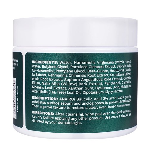 ANAI RUI Salicylic Acid Face Cleansing Pads - Acne Treatment with Witch Hazel, 80 Count