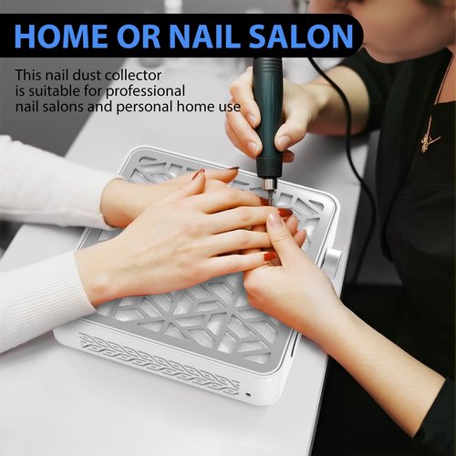 Purtato Nail Dust Collector, Powerful Vacuum Fan Vent Dust Collector Extractor Dust Suction Machine for Acrylic Nails Polishing, Nail Salon,White