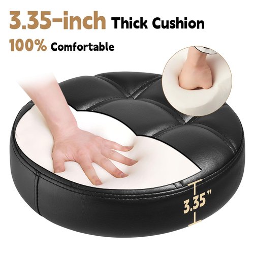 Gold Rolling Stool Heavy Duty - 360°Height Adjustable, Super Soft Thick Seat Cushion, Smooth Silent Rolling, Durable Rolling Stool Chair with Wheels for Salon Vanity Massage Medical, 450LBS (Black 1)