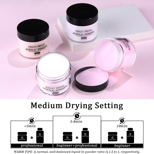 Acrylic Nail Kit with Drill: 20g Clear White Pink Acrylic Powder and Liquid Beginners Set - Professional Brushes Nail Tips Nail Supplies - Full Tools Extensions Starter for Women Home & Salon
