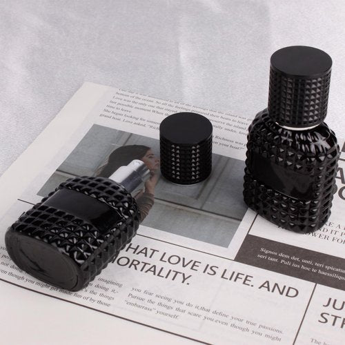 HXRYAGi 2 Pack 30ml Perfume Spray Bottles Empty, Refillable Glass Fine Mist Atomizer, Portable Travel Perfume Atomizers Fragrance Containers Sprayer for Cleaning, Essential Oils, Liquids (Black)