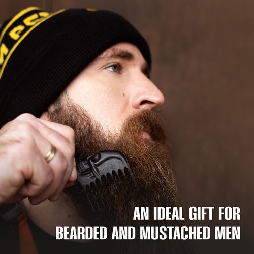 Handmade Wooden Beard Comb for Men Eco-Friendly Natural Wood Anti-Static Beard Grooming Tool Perfect for Styling Detangling & Shaping Gentle on Beard & Skin Sustainable Gift Idea (Thermograb Skull)