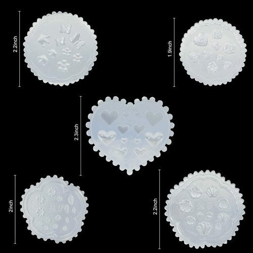 Konsait 5 Pack 3D Nail Art Mold Silicone assorted Nail Art Cabochon Decortive Mold Nail Art Making Tools Silicone Carved Mold Template Mould Kit