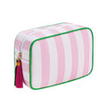 RSRSLEII Large Stripe Canvas Zipper Makeup Bag,Aesthetic Tassel Travel Cosmetic Bag,Coquette Toiletry Bag, Girls Handbags Purses,Accessories Storage Bag for Women Girls (Pink)