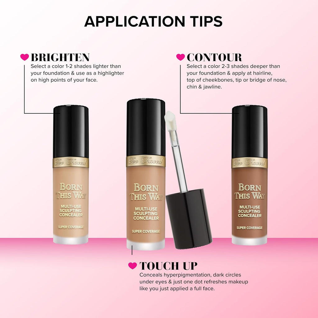 Too Faced Born This Way Concealer - Full Coverage, Non-Comedogenic & Long Lasting | Infused with Hyaluronic Acid & Coconut Water