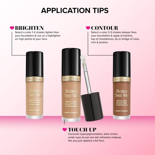 Too Faced Born This Way Super Coverage Multi-Use Concealer | Full Coverage, Non-Comedogenic, Oil Free + Long Lasting Concealer | Hyaluronic Acid + Coconut Water, 0.45 Fl Oz, Light Beige