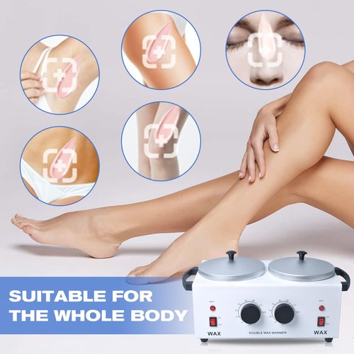 Double Wax Warmer Professional，Wax pot for Hair Removal with Adjustable Temperature Set, Portable Professional Wax Heater for spa and Salon,Body with 200pcs Wax Sticks