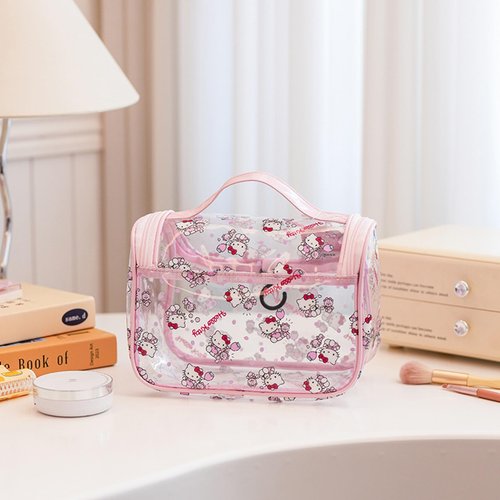 GQYAYQG Cute Makeup Bag, Cartoon Toiletry Bag, Transparent Makeuo Bag, Handheld Zippered Travel Cosmetic Bag, The Best Gifts for Women (pink)