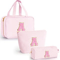 Fystdtote Easter Gifts Basket Stuffers for Teen Girls Women - Toiletry Bag Initial Makeup Bag | Travel Cosmetic Bag | 8 9 10 11 12 13 14 15 16 Years Old Girl Gifts Trendy Stuff - Pink A