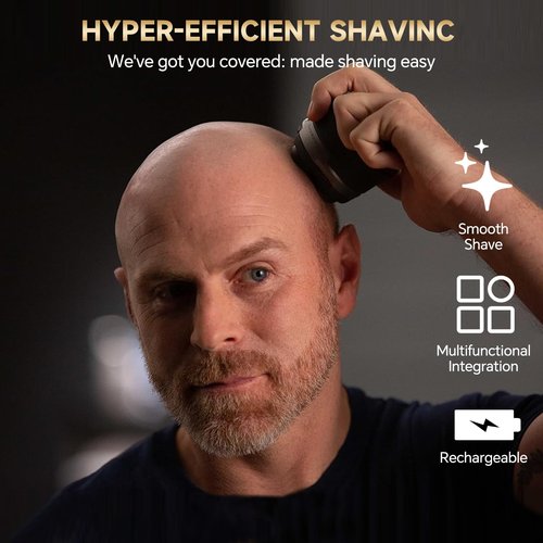 Head Shavers for Bald Men, 6 D Head Shaver LED Display Dry Wet Bald Head Razor, IPX7 Waterproof Skull Bald Head, Back & Groin Electric Razor, Rechargeable Flex Blades for a Close Shave