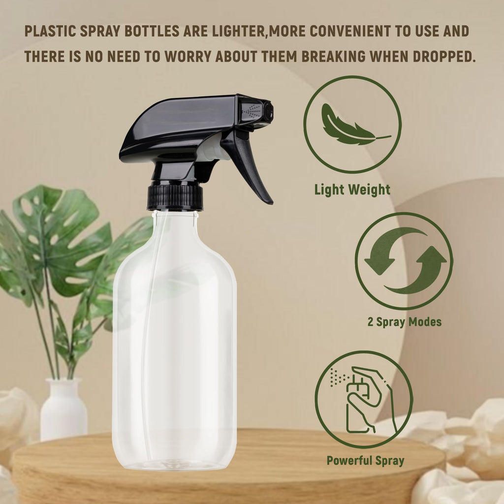 ZAZAWAWA Plastic Spray Bottles 3 Pack, Chemical Resistance Refillable 16 oz Empty Spray Bottle for Cleaning Solution, Durable and Powerful Nozzle, Spray Bottles for Hair, Plants, Cleaner, Oil