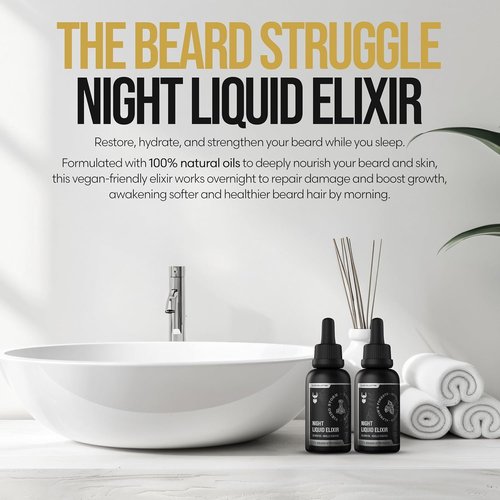 The Beard Struggle - Beard Oil for Men - Natural Blend for Softens, Moisturizing, & Healthier Beard Growth - Viking Storm Night Liquid Silver Elixir - Vegan-Friendly Beard Growth Oil (1 Fl oz)