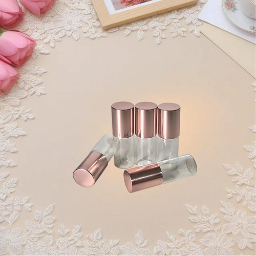 AGENIZ 50Pcs Mini Clear Glass Roller Bottles for Essential Oil, 3ml Roller Bottles with Stainless Steel Roller Balls, Refillable Roll on Bottle (Clear, 3ml)