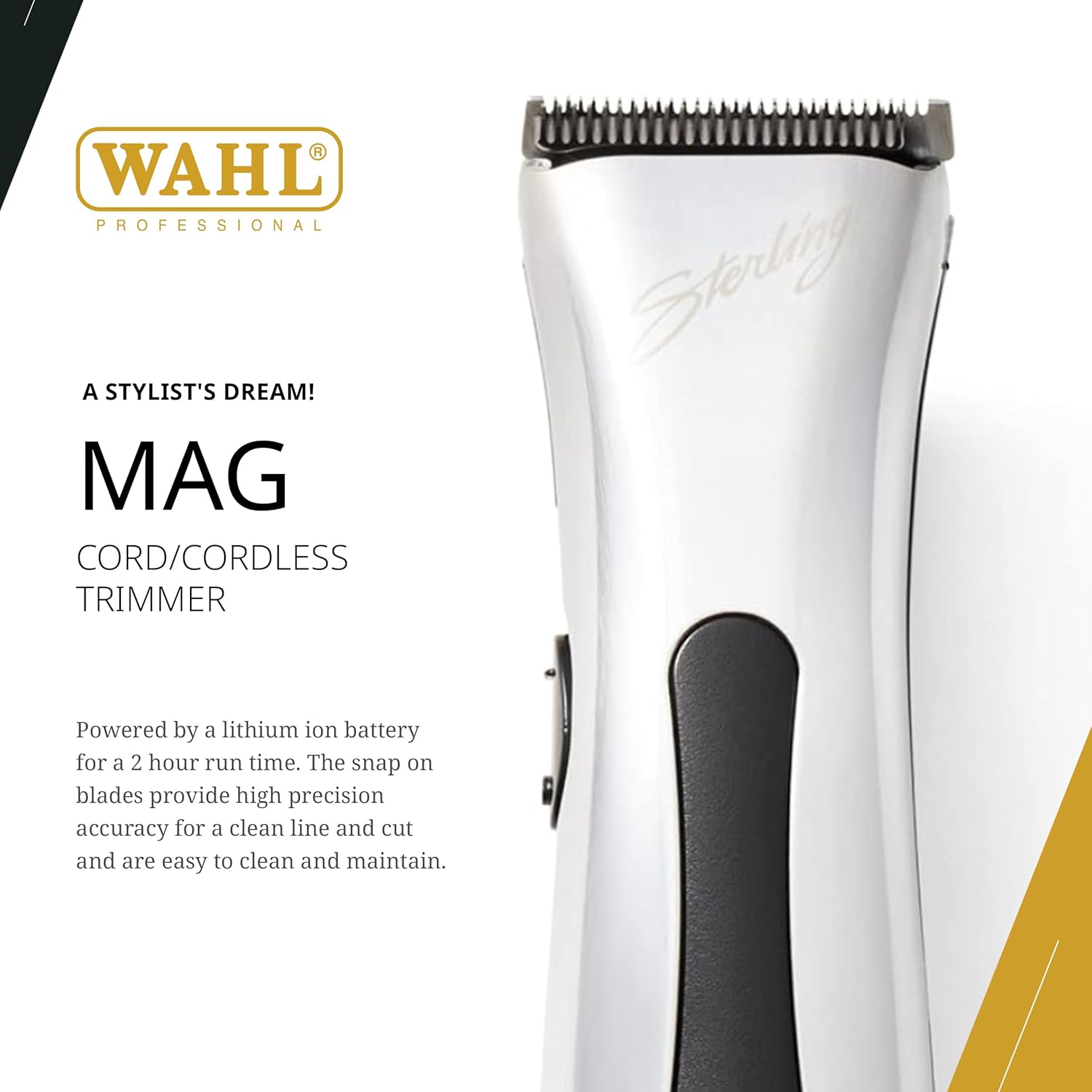 Wahl Professional Sterling Mag Cordless Trimmer - Lithium Ion, Quick-Detach Blade, 120 Min Run Time