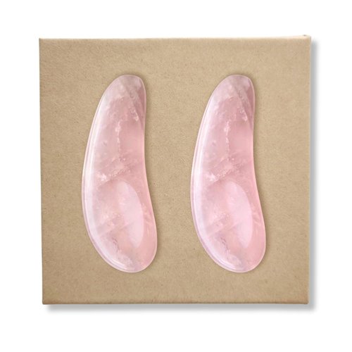 Noche Y Dia Rose Quartz Spoon 2-in-1 Beauty Tool: Spatula & Gua Sha for Face - Massager and Skincare Applicator for Creams, Serums, and Masks - 2 Pack