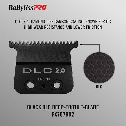 BaBylissPRO Barberology Replacement Blade - Deep Tooth DLC for FX707BD2 Hair Trimmers | Black